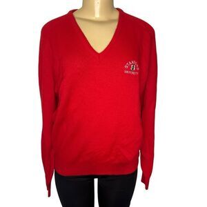 Vintage Collegiate Casuals Stanford University red knit v neck Sweater Sz medium